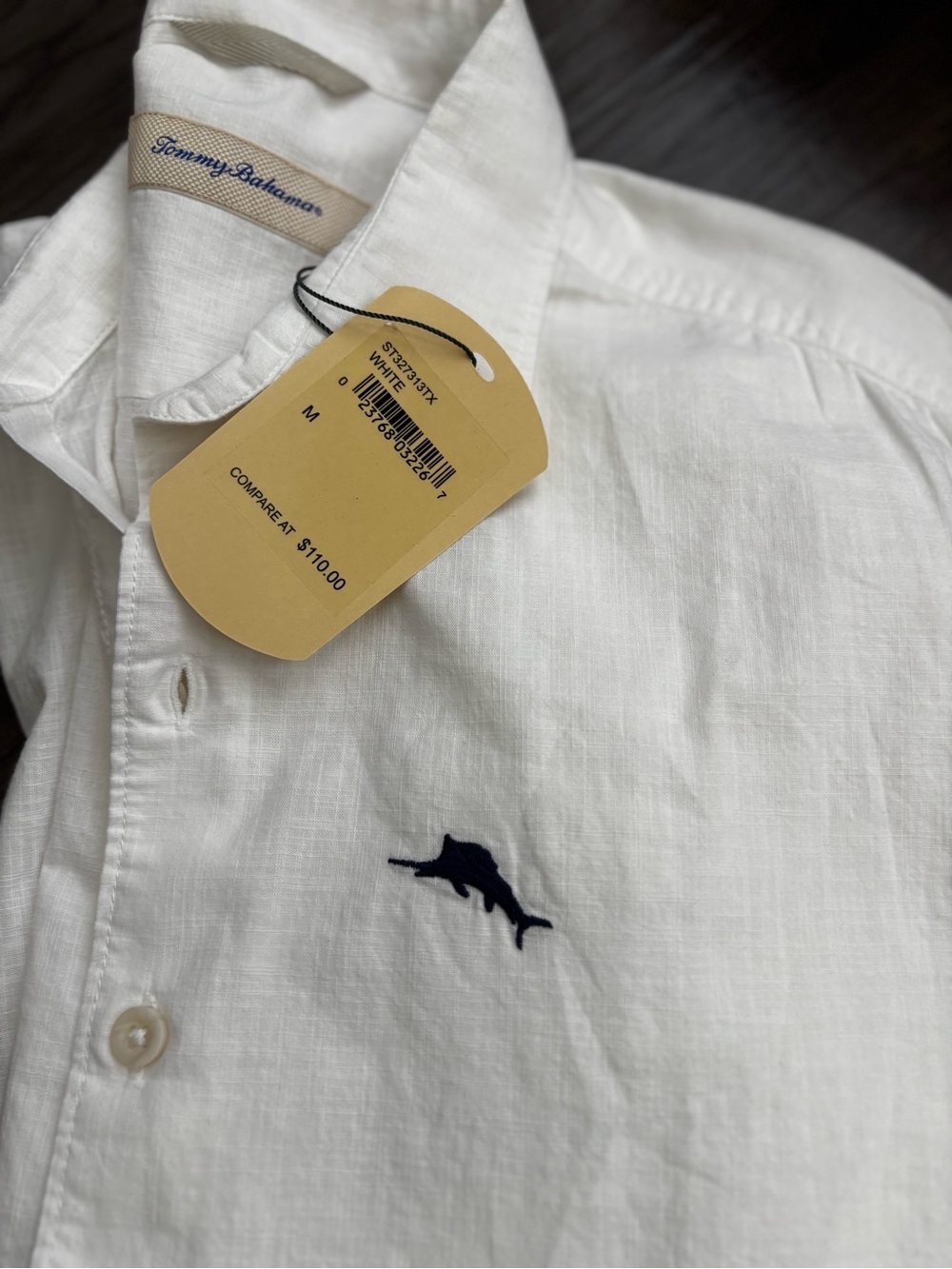 Tommy Bahama Cotton White Short-Sleeve Button-Down shirt M NWT - Picture 5 of 5